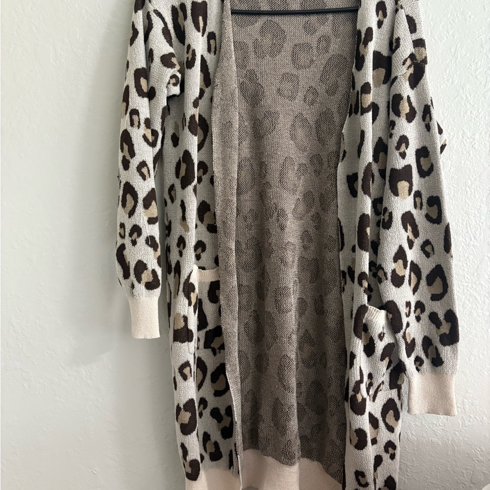 Leopard Print Open Front Cardigan